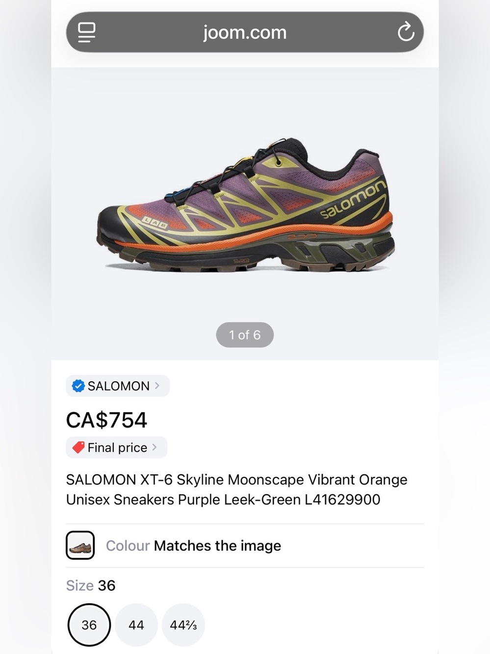 Salomon XT-6 Skyline Moonscape Sneakers - Picture 9 of 11